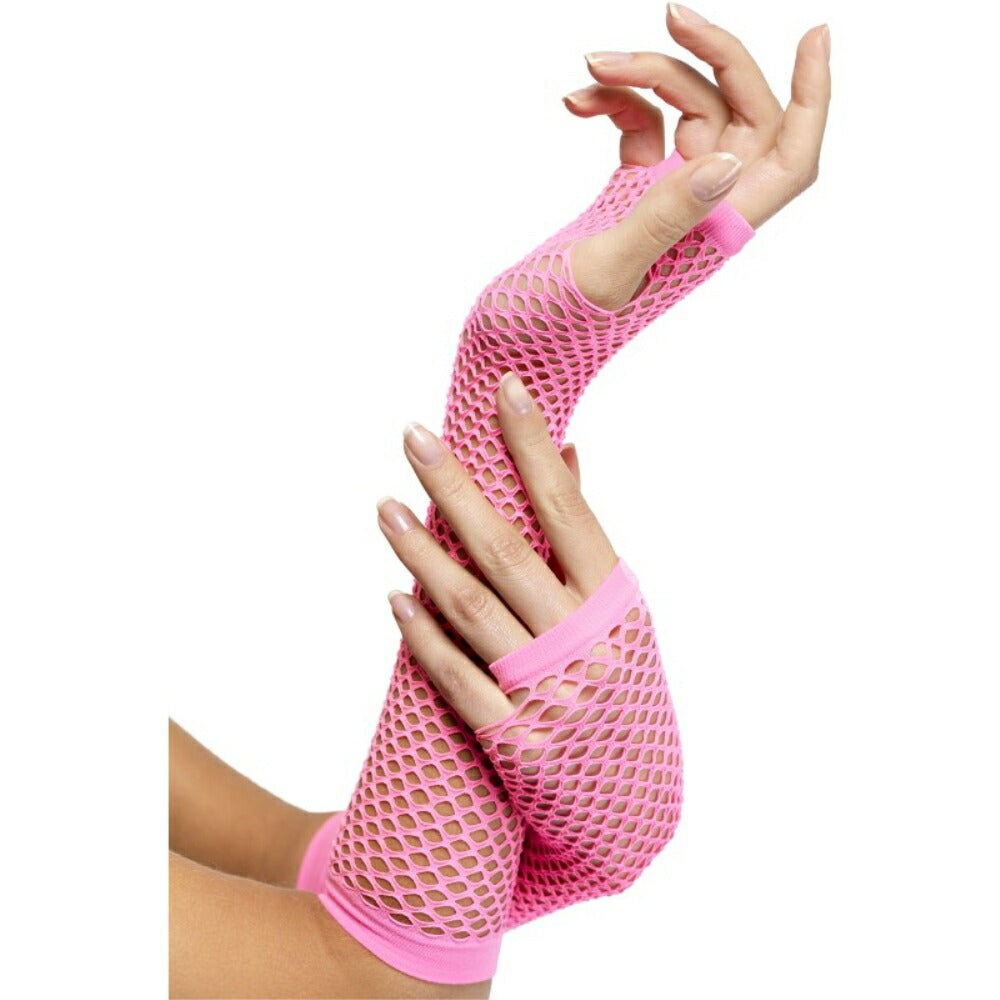 ロンググローブ ピンク 手袋 ネット 大人女性用 Fishnet Gloves Pink コスプレ