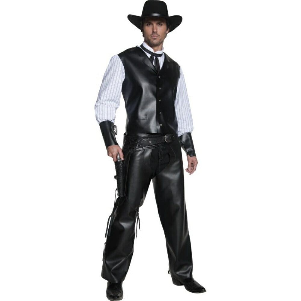 ガンスリンガー 黒 衣装、コスチューム ウエスタン 大人男性用 Western Gunslinger コスプレ