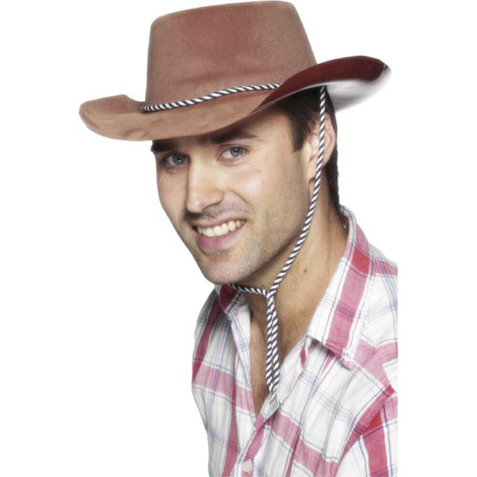 カウボーイハット　茶　ウエスタン　フロッキー　大人男性用　Cowboy Hat　コスプレ