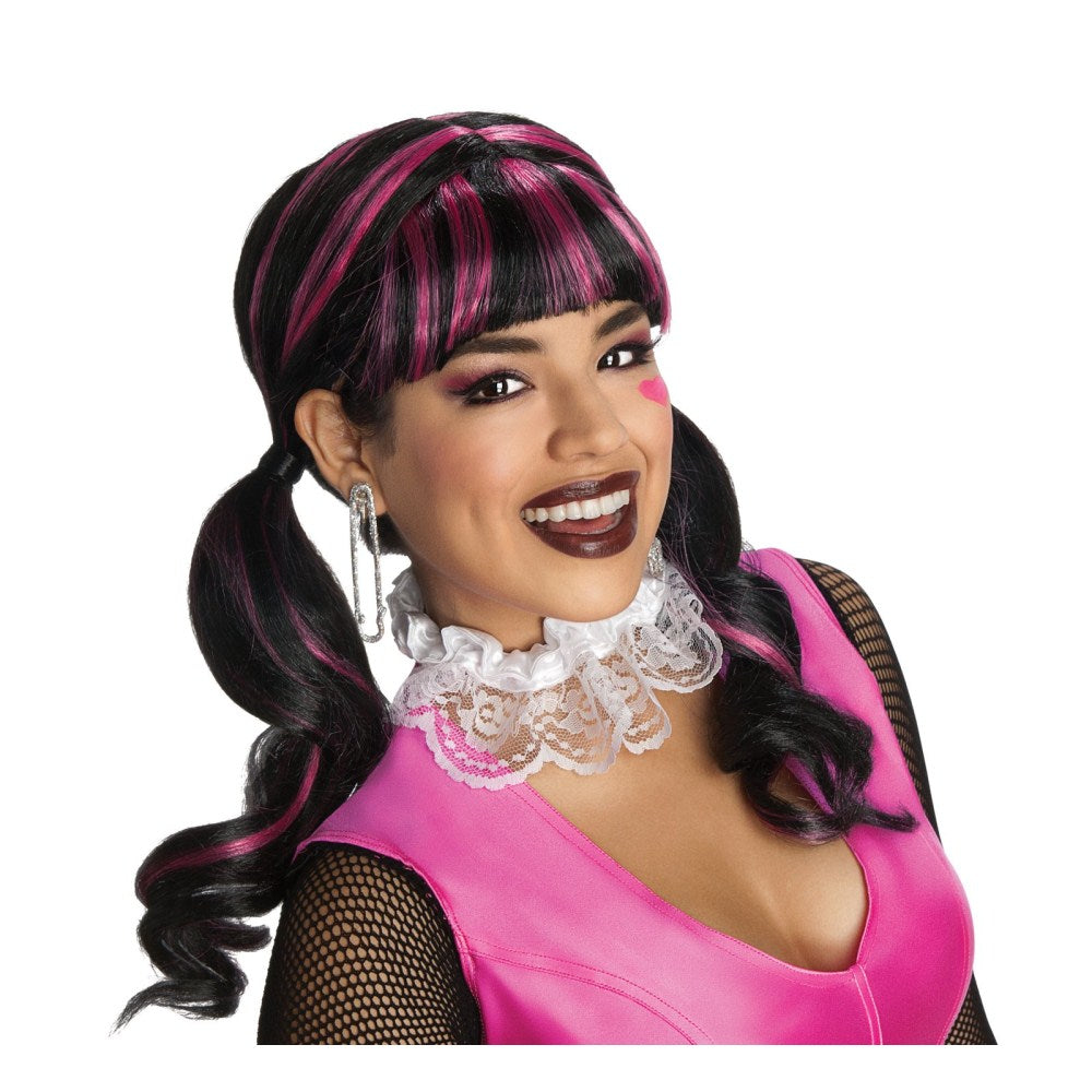 モンスター・ハイ ドラキュローラ ウィッグ、かつら 大人女性用 ブラック/ピンク コスプレ