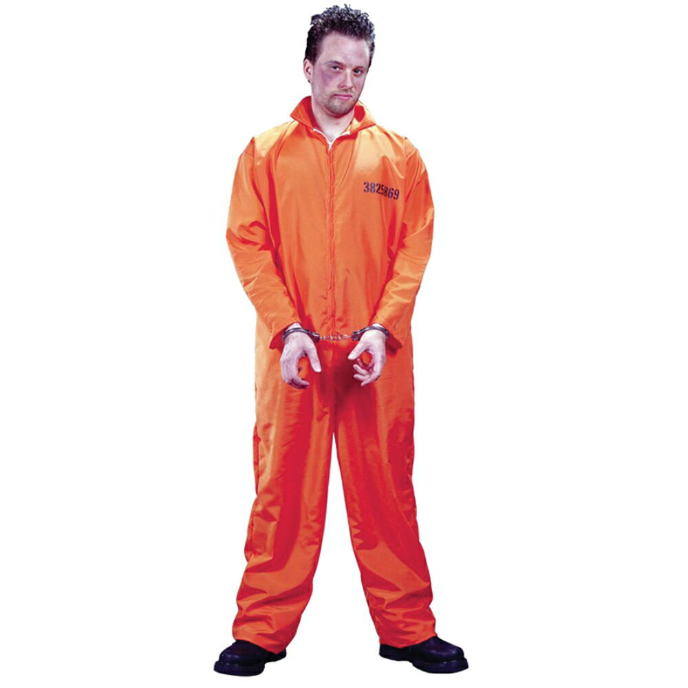 囚人服　衣装、コスチューム　大人男性用　ジャンプスーツ　オレンジ　コスプレ