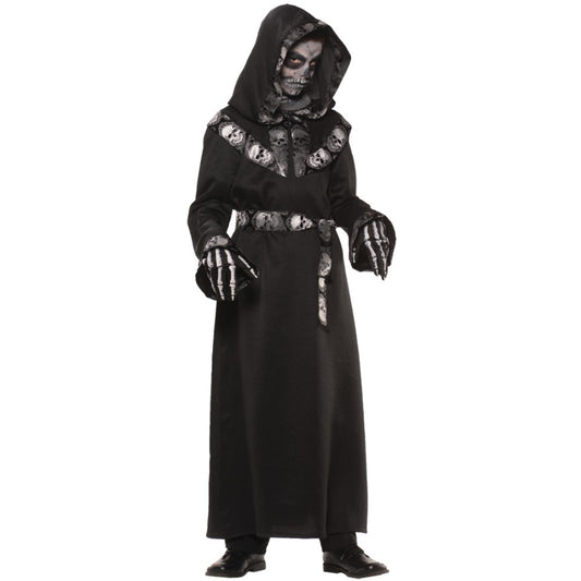 死神 衣装、コスチューム 子供男性用 ハロウィン SKULL MASTER HOODED ROBE CHILD　コスプレ