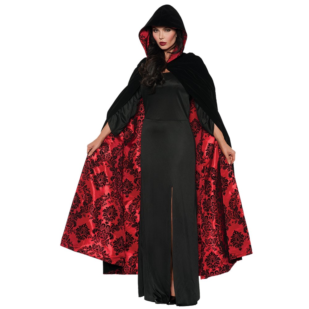 魔女 衣装、コスチューム 大人女性用 CAPE VELVET SATIN RED/BLACK AD コスプレ