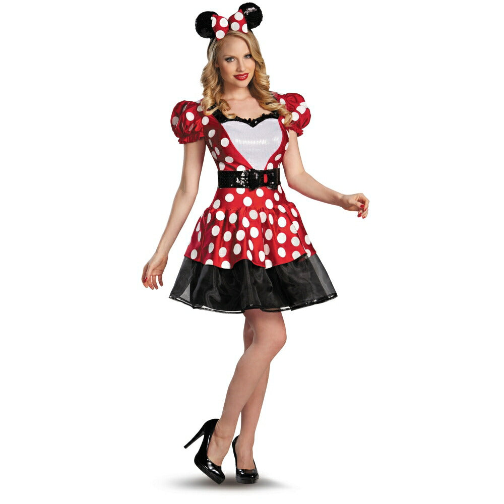 ミニーマウス　衣装、コスチューム　大人女性用　Minnie ディズニー　Glam Red　コスプレ