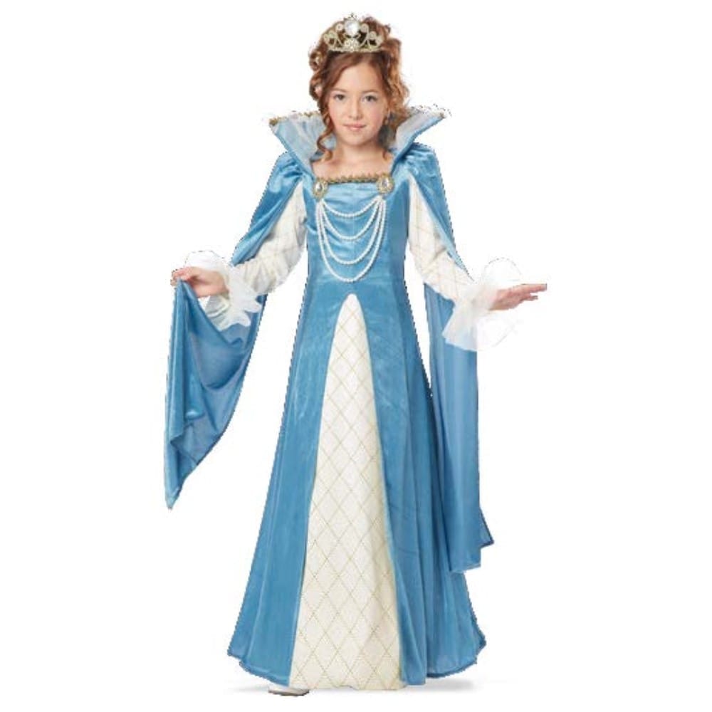 プリンセス　衣装、コスチューム　子供女性用　お姫様　ブルー　ロングドレス　コスプレ