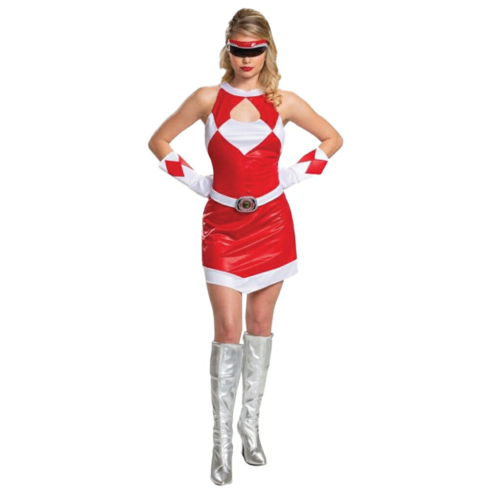 パワーレンジャー　コスチューム　レッド　戦隊ヒーロー　大人女性用　Deluxe　コスプレ衣装　Mighty Morphin