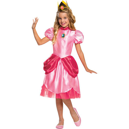 ピーチ姫　コスチューム　スーパーマリオ　ドレス　子供女性用　Classic　コスプレ衣装