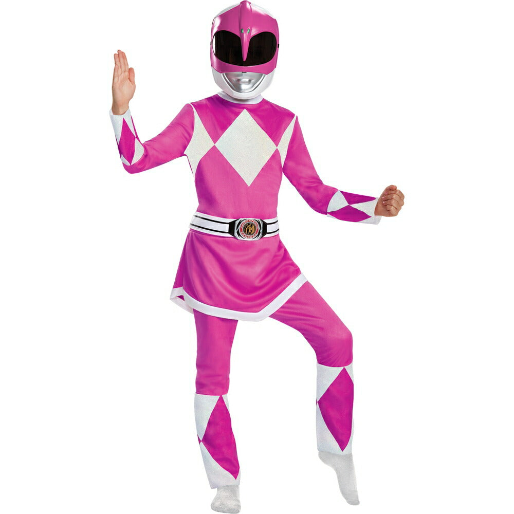 パワーレンジャー　コスチューム　ピンク　戦隊ヒーロー　子供女性用　Deluxe　コスプレ衣装　Mighty Morphin