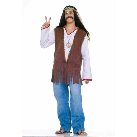 ヒッピー　ベスト　ブラウン　コスチューム　大人男性用　Hippie Vest　コスプレ