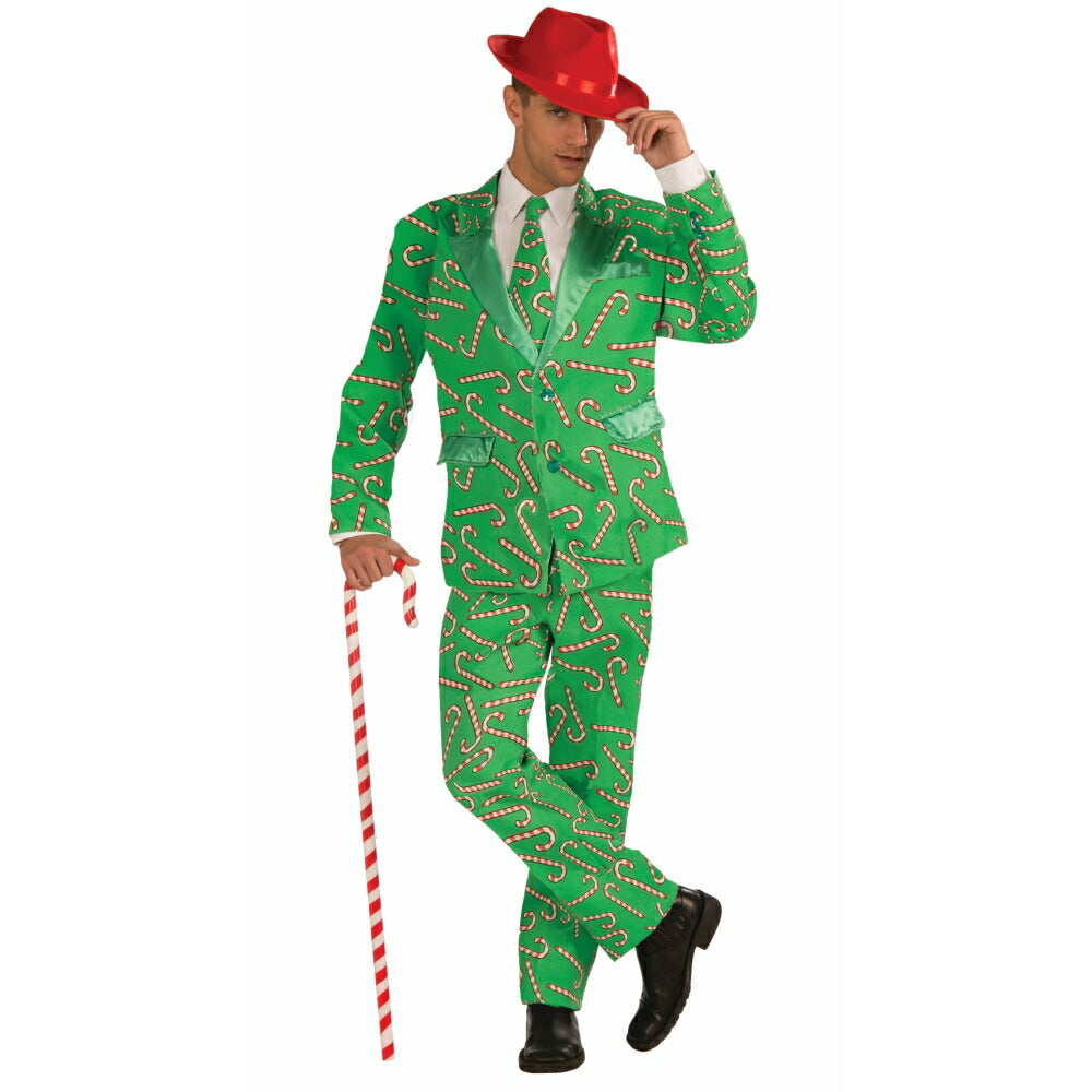 キャンディケーン柄スーツ　コスチューム　大人男性用　クリスマス　Candy Cane Suit　コスプレ
