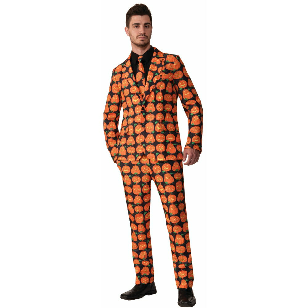パンプキン柄スーツ　コスチューム　大人男性用　ハロウィン　Pumpkin Suit And Tie　コスプレ