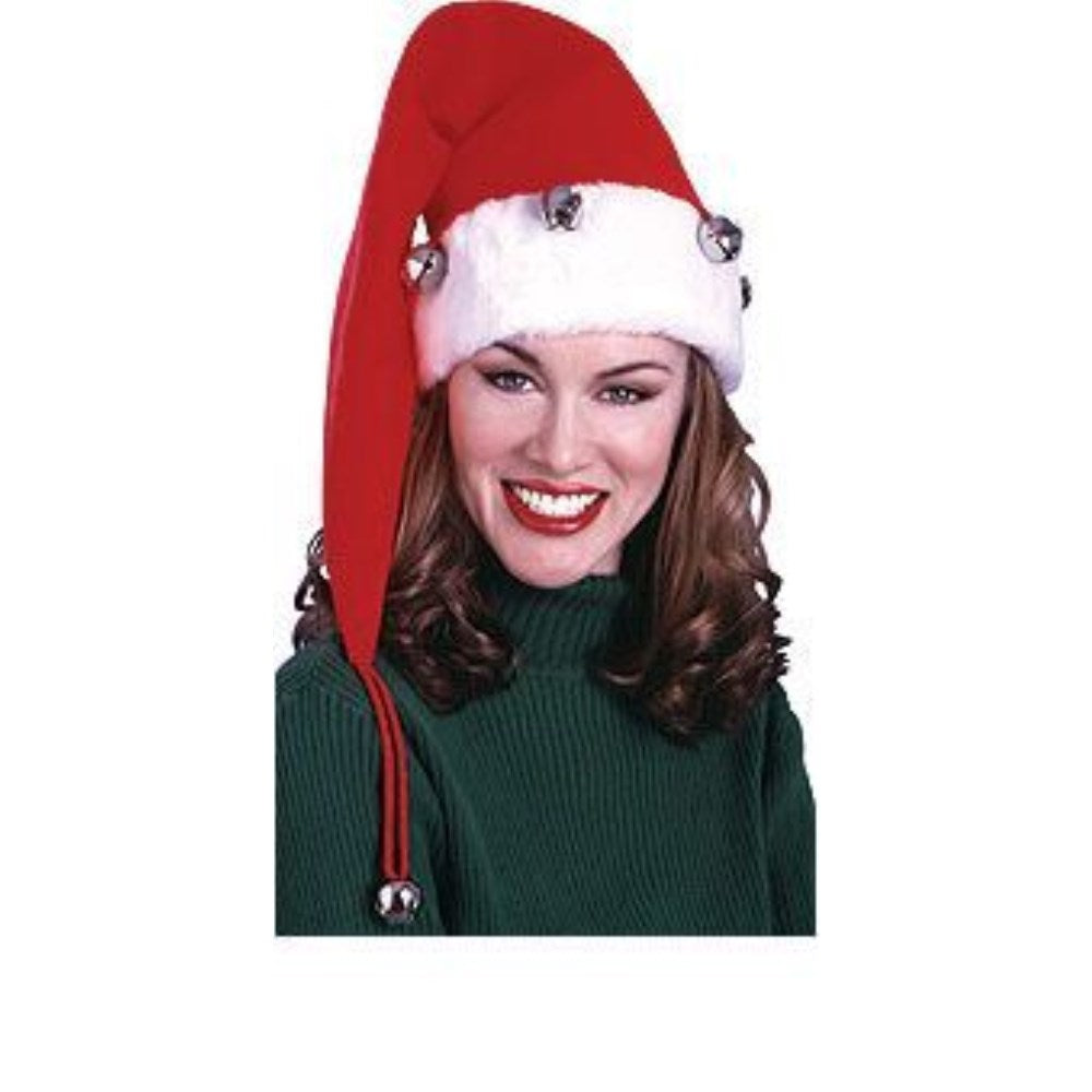 サンタクロースのハット　ベル付き　ロング　クリスマス　SANTA HAT BELLS　コスプレ