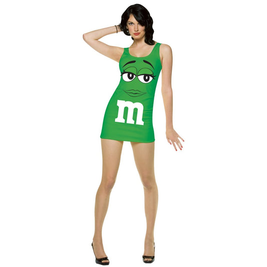 M&M'Sグーリンチョコ　衣装、コスチューム　大人女性用　M&M TANK DRESS GREEN ADLT　コスプレ