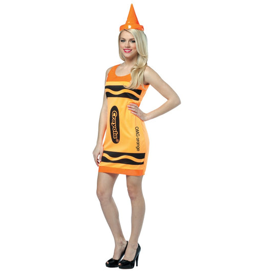 クレヨラネオンオレンジ　衣装、コスチューム　大人女性用　CRAYOLA TANK DRESS NEON ORANGE　コスプレ