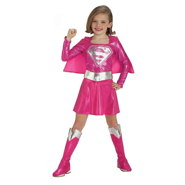 スーパーマン　スーパーガール　ピンク　衣装、コスチューム　コスプレ　子供女性用