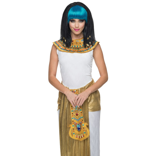 ブルー、ブラック　ロング　ウィッグ、かつら　大人用　EGYPTIAN  PRINCESS WIG　コスプレ