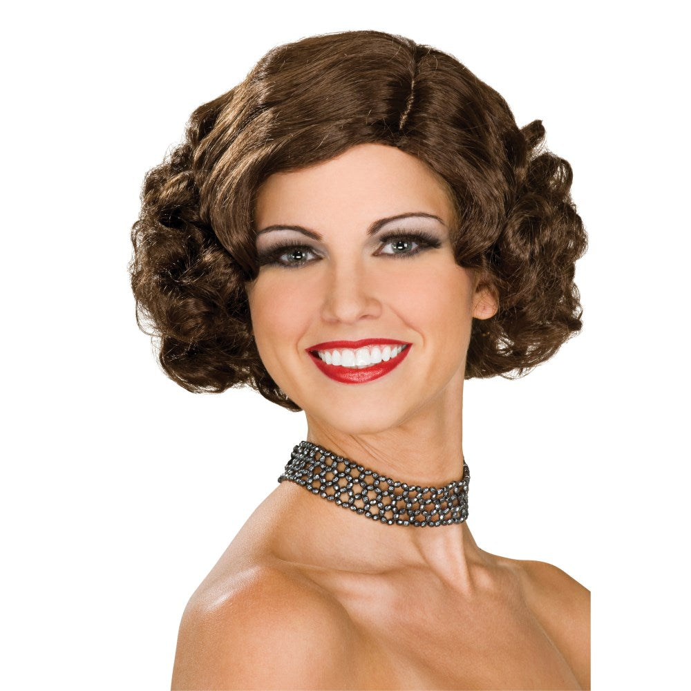 ブラウン　ミディアム　ウィッグ、かつら　大人用　BROWN HAIR FLAPPER  WIG　コスプレ