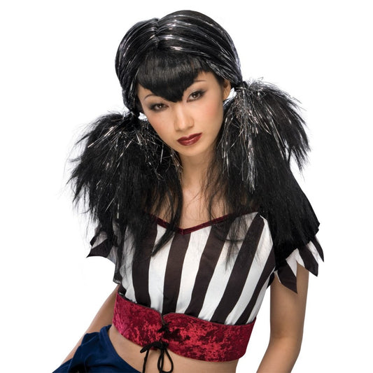 ブラック　ロング　ウィッグ、かつら　大人用　DARK ANGEL WIG　コスプレ