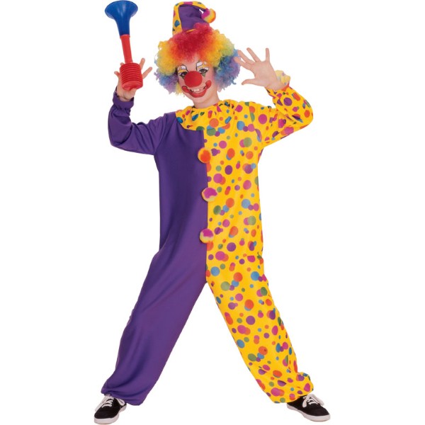 ピエロ　イエロー&パープル　衣装、コスチューム　子供男性用 Smiley the Clown　コスプレ
