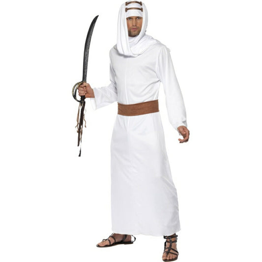 アラビアのロレンス風　衣装、コスチューム　大人男性用　白　アラブ民族衣装ガウン　コスプレ