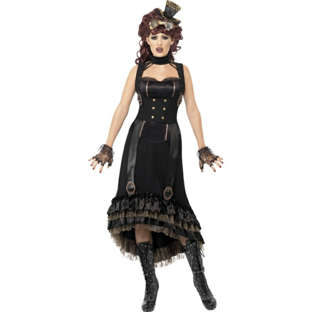 スチームパンク　ヴァンパイア　衣装　コスチューム　大人女性用　黒　ドレス　コスプレ