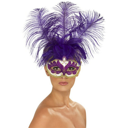 ベネチアンマスク　紫　フレンチ・カンカン風　パーティー　大人女性用　Purple Can Can Beauty Eyemask　コスプレ