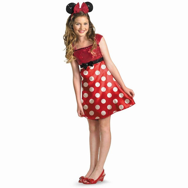 ミニーマウス　レッド　衣装、コスチューム　子供女性用　Red Minnie Mous　コスプレ