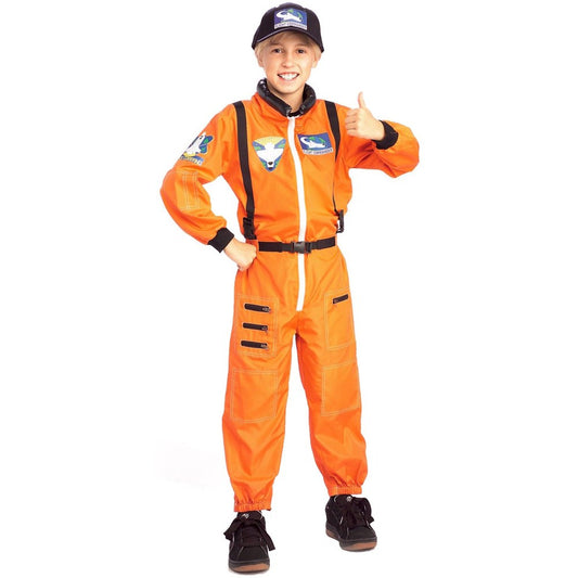 宇宙飛行士　衣装、コスチューム　オレンジ　子供男性用　コスプレ