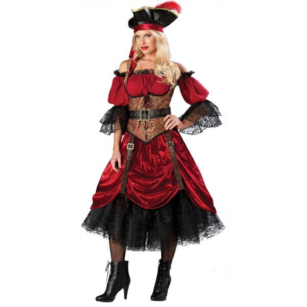 海賊　衣装、コスチューム　大人女性用　パイレーツ　レッド　Swash Bucklin　コスプレ