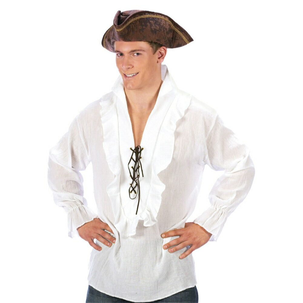 パイレーツ・シャツ・ファンシー・ホワイト　海賊衣装、宴会、余興　大人男性用　コスプレ