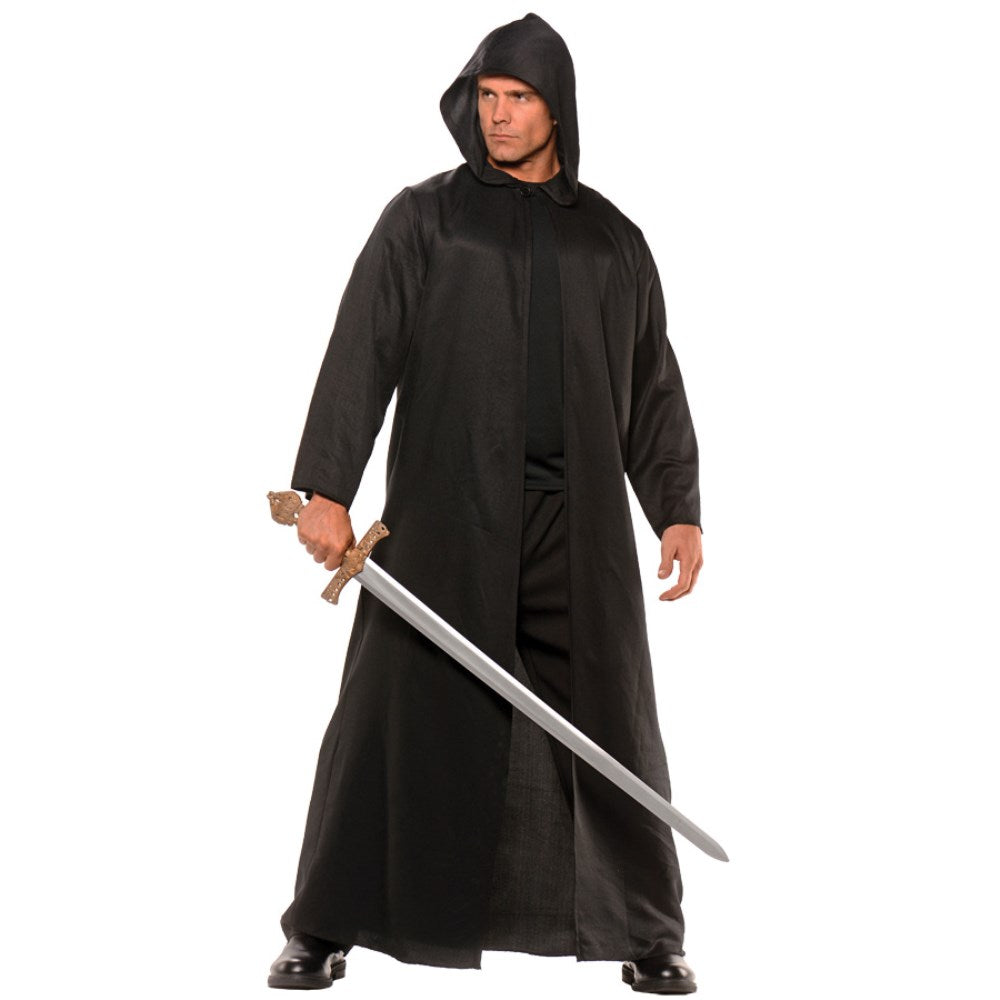 ブラックローブ　衣装、コスチューム　大人男性用　CLOAK BLACK FAUX LEATHER ADULT　コスプレ