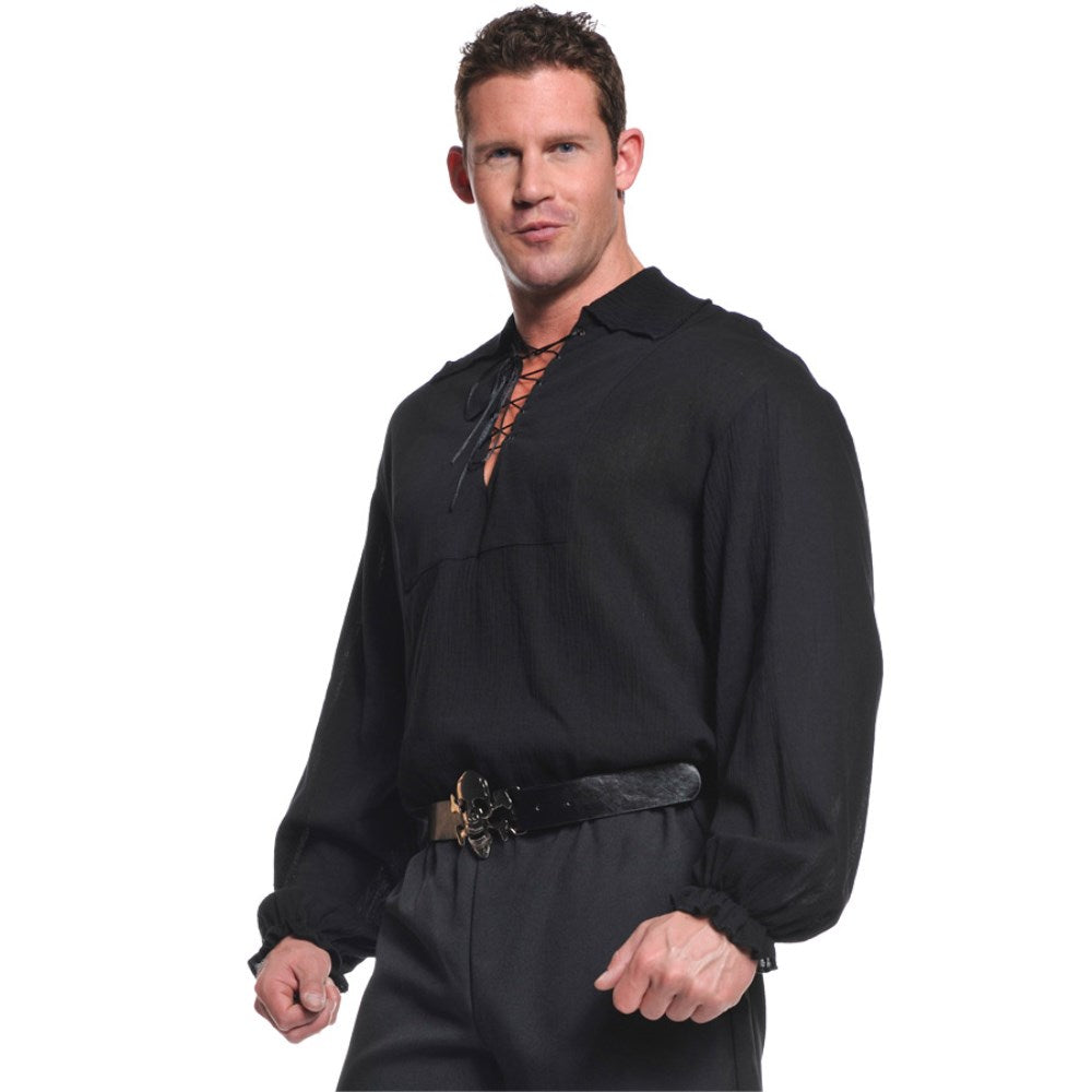 海賊　衣装、コスチューム　大人男性用　PIRATE SHIRT ADULT BLACK　コスプレ
